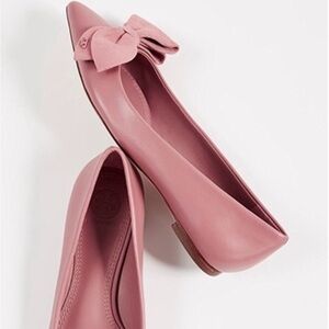 Tory Burch Rosalind Pointed Toe with Suede Bow Ballet Flat Ballet Pink Size 8.5